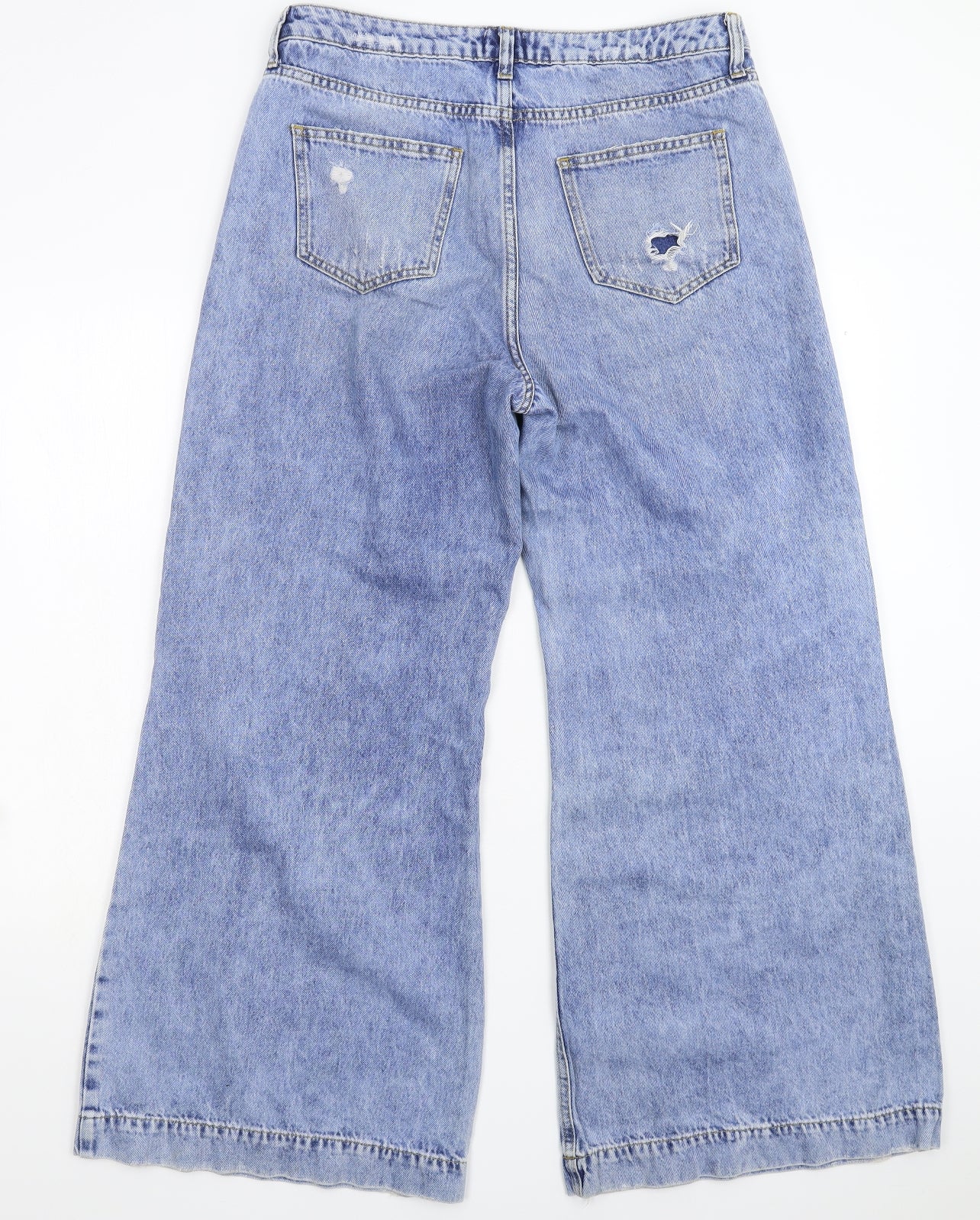 River Island Womens Blue  Denim Wide-Leg Jeans Size 14 L29 in