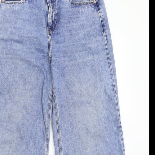 River Island Womens Blue  Denim Wide-Leg Jeans Size 14 L29 in