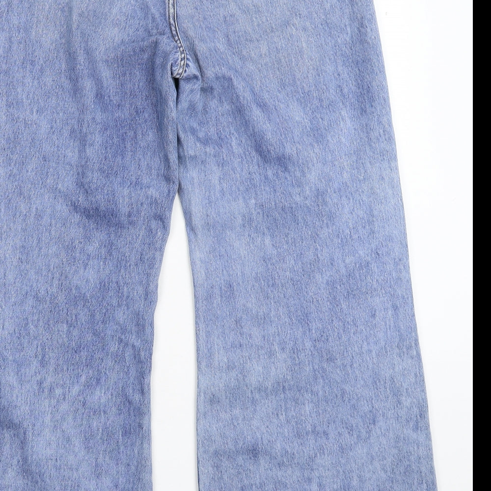 River Island Womens Blue  Denim Wide-Leg Jeans Size 14 L29 in