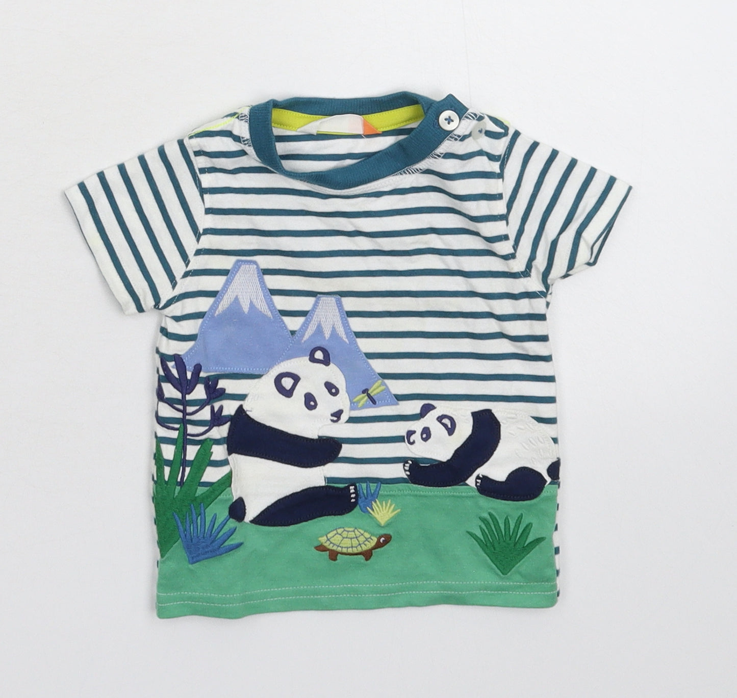 John Lewis Baby White Striped  Basic T-Shirt Size 3-6 Months