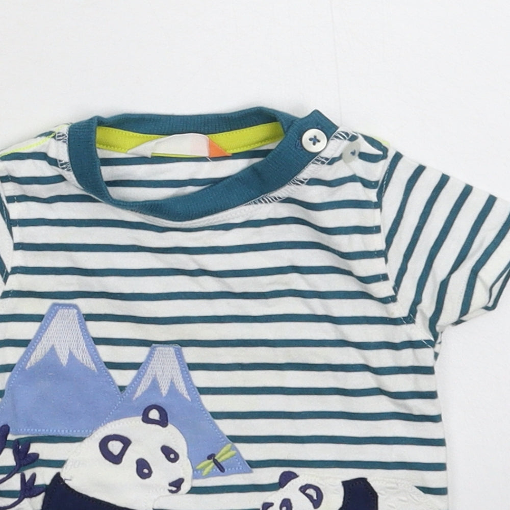 John Lewis Baby White Striped  Basic T-Shirt Size 3-6 Months