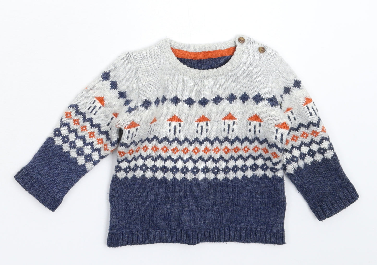 Marks and Spencer Baby Multicoloured Geometric Knit Pullover Jumper Size 9-12 Months