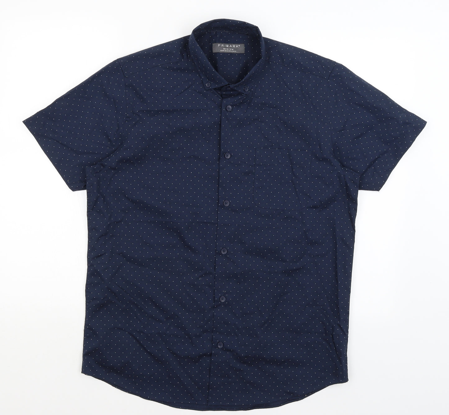 Primark Mens Blue Polka Dot   Button-Up Size M