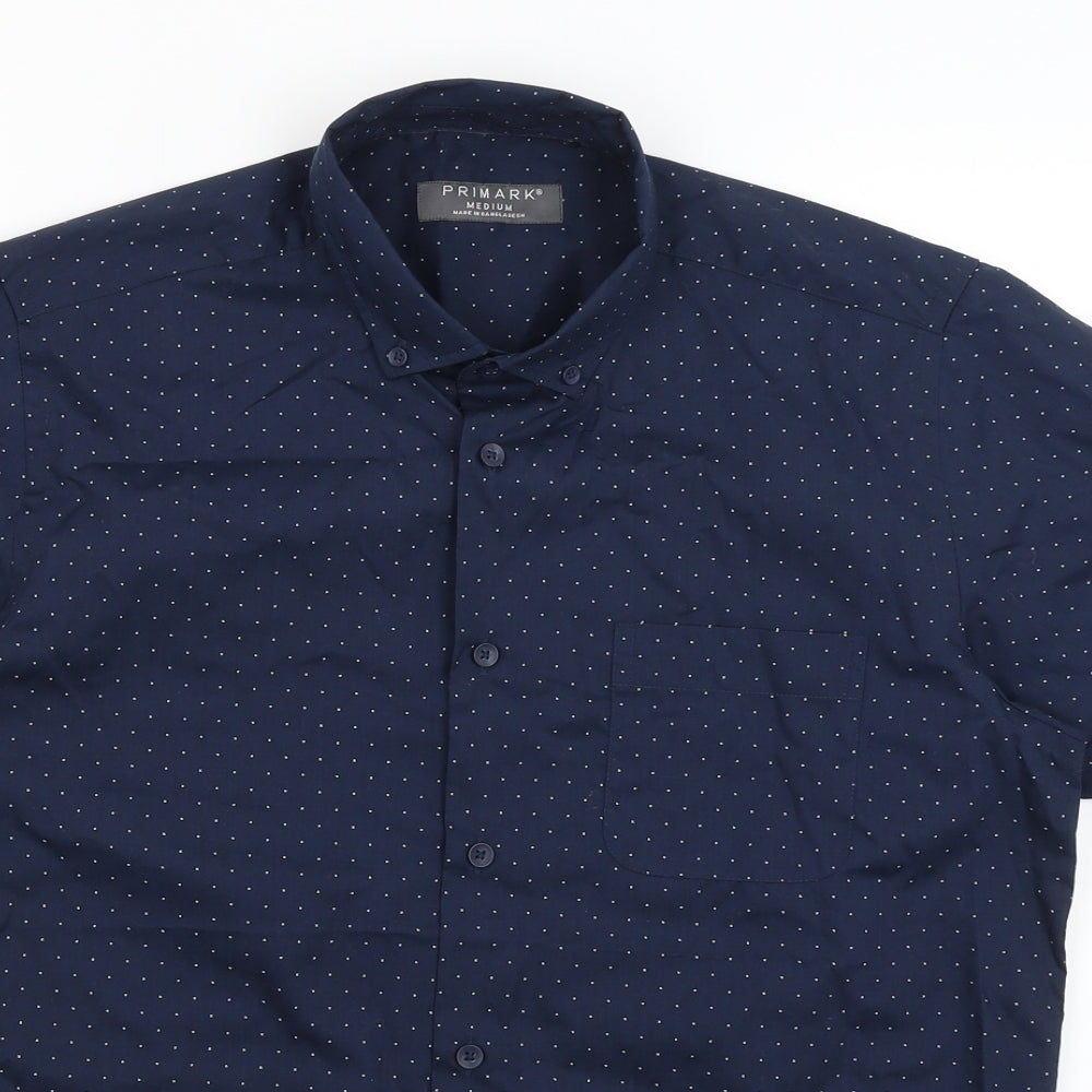Primark Mens Blue Polka Dot   Button-Up Size M