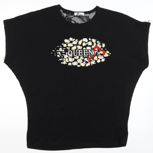 CC Fashion Womens Black   Basic T-Shirt Size L  - Queen