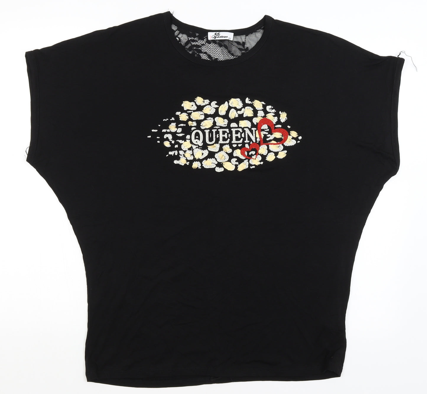 CC Fashion Womens Black   Basic T-Shirt Size L  - Queen