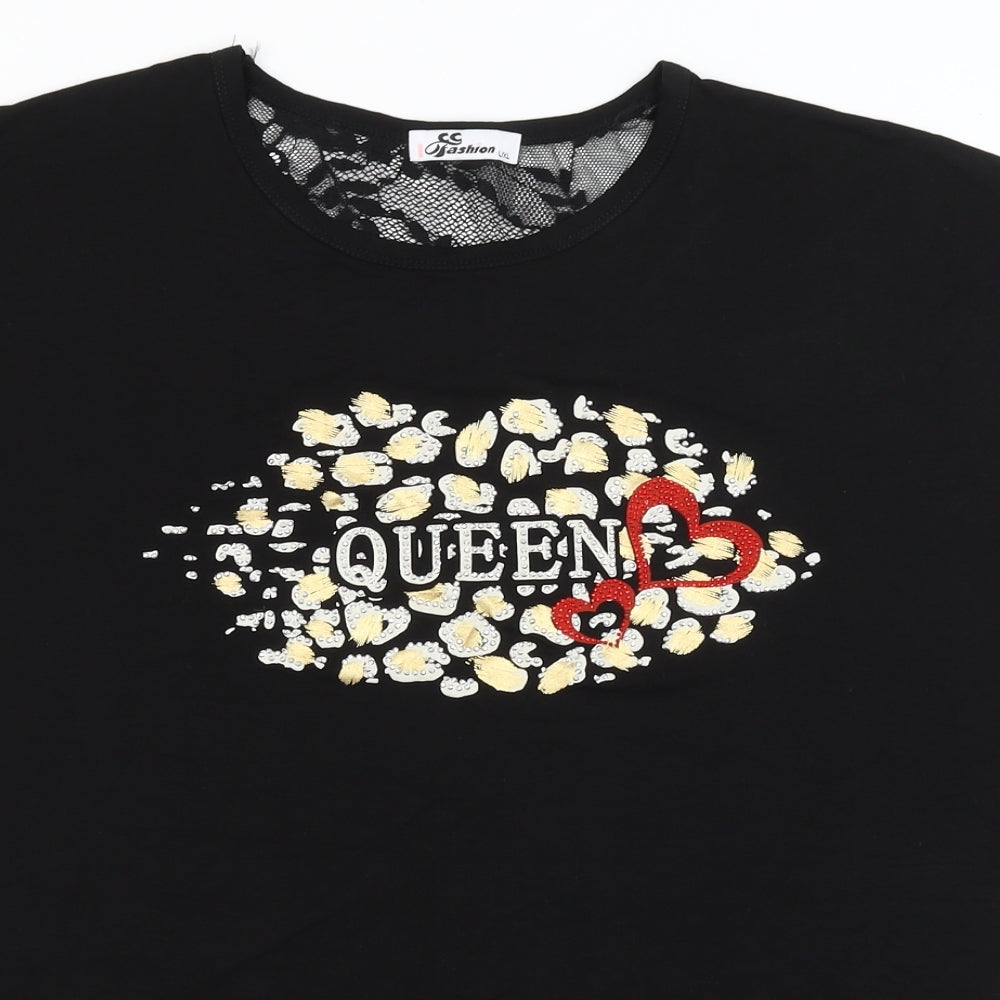 CC Fashion Womens Black   Basic T-Shirt Size L  - Queen