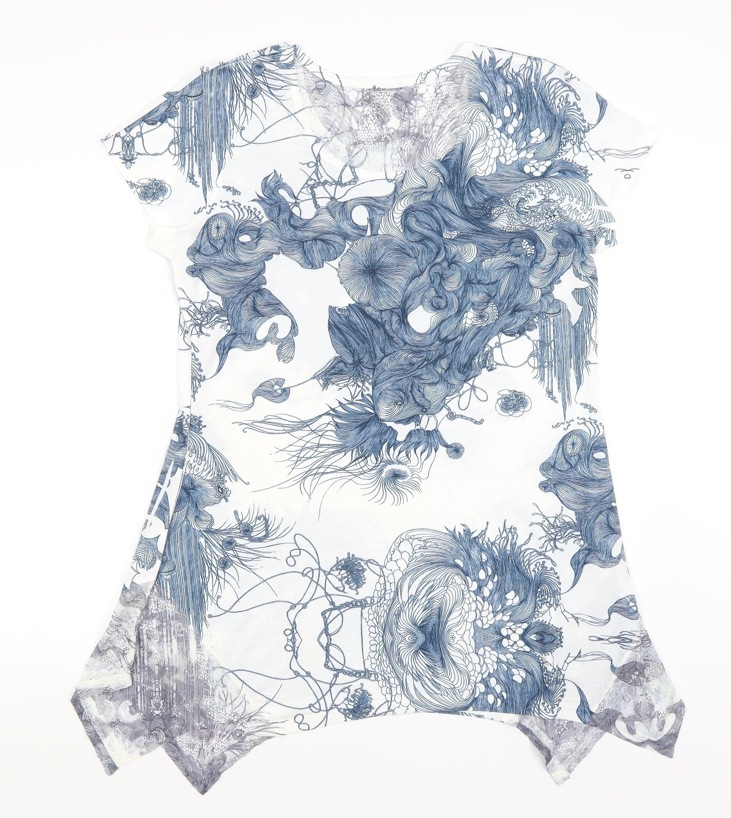 Roman Womens White Paisley  Basic T-Shirt Size 16