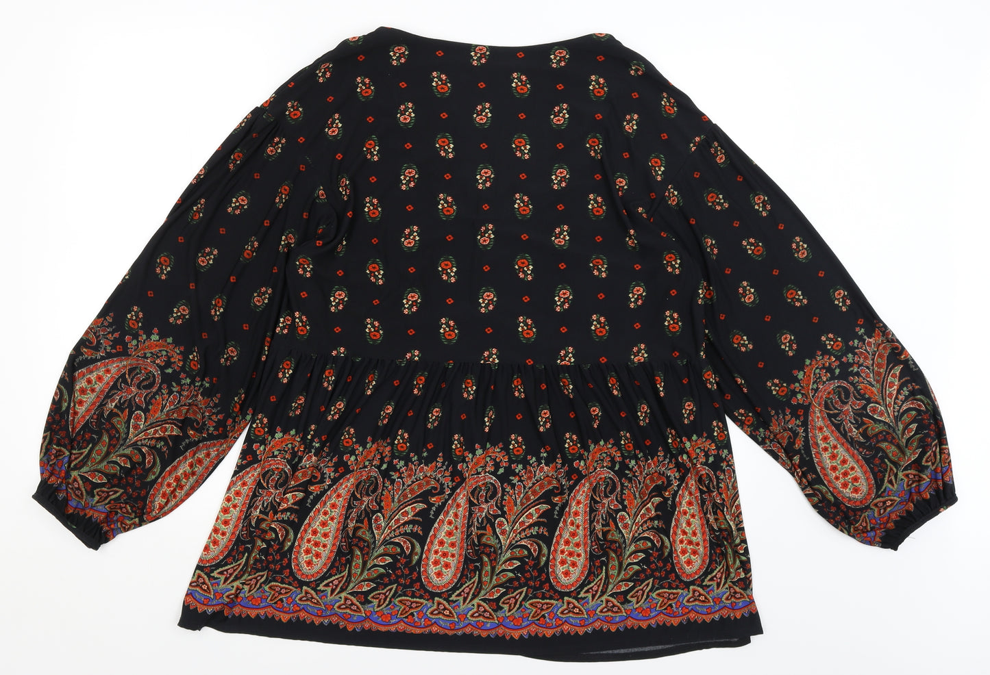 George Womens Black Paisley  Basic Blouse Size 18