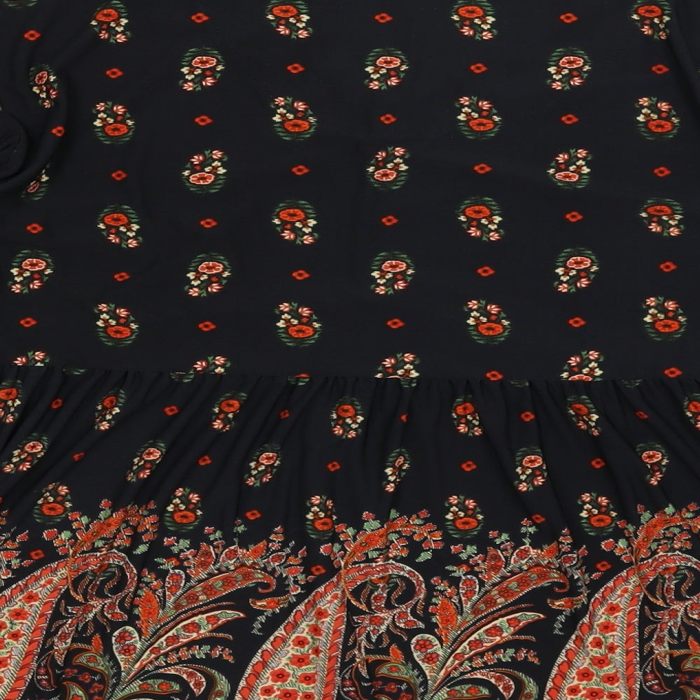 George Womens Black Paisley  Basic Blouse Size 18
