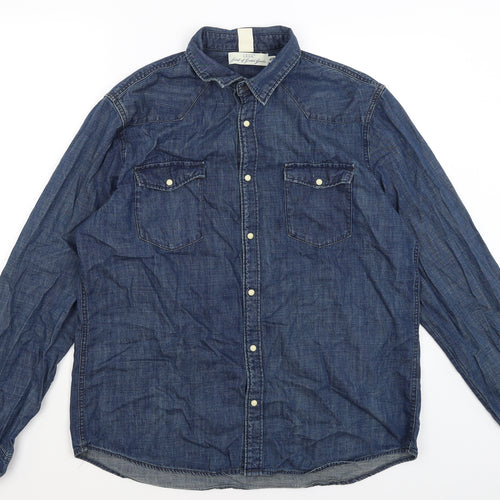 H&M Womens Blue   Basic Button-Up Size XL