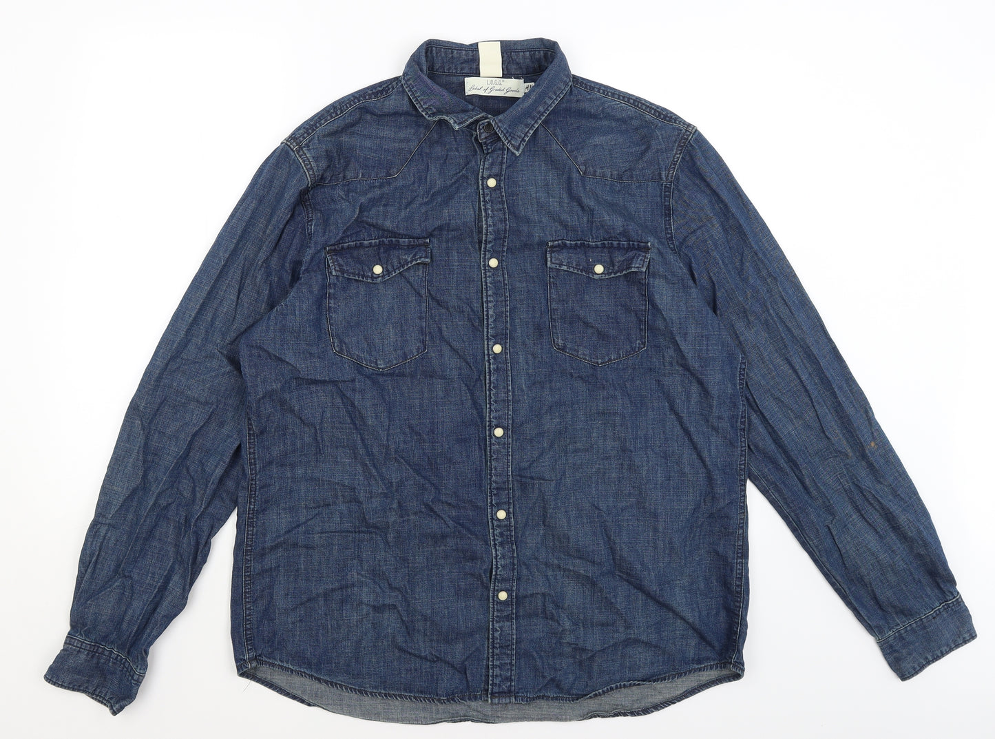 H&M Womens Blue   Basic Button-Up Size XL