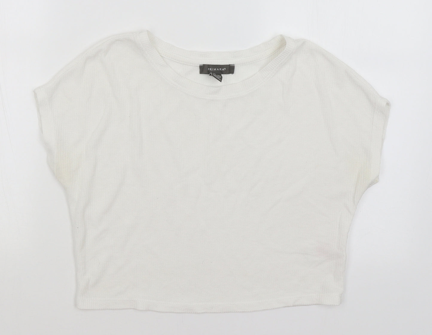Primark Womens White   Cropped T-Shirt Size M