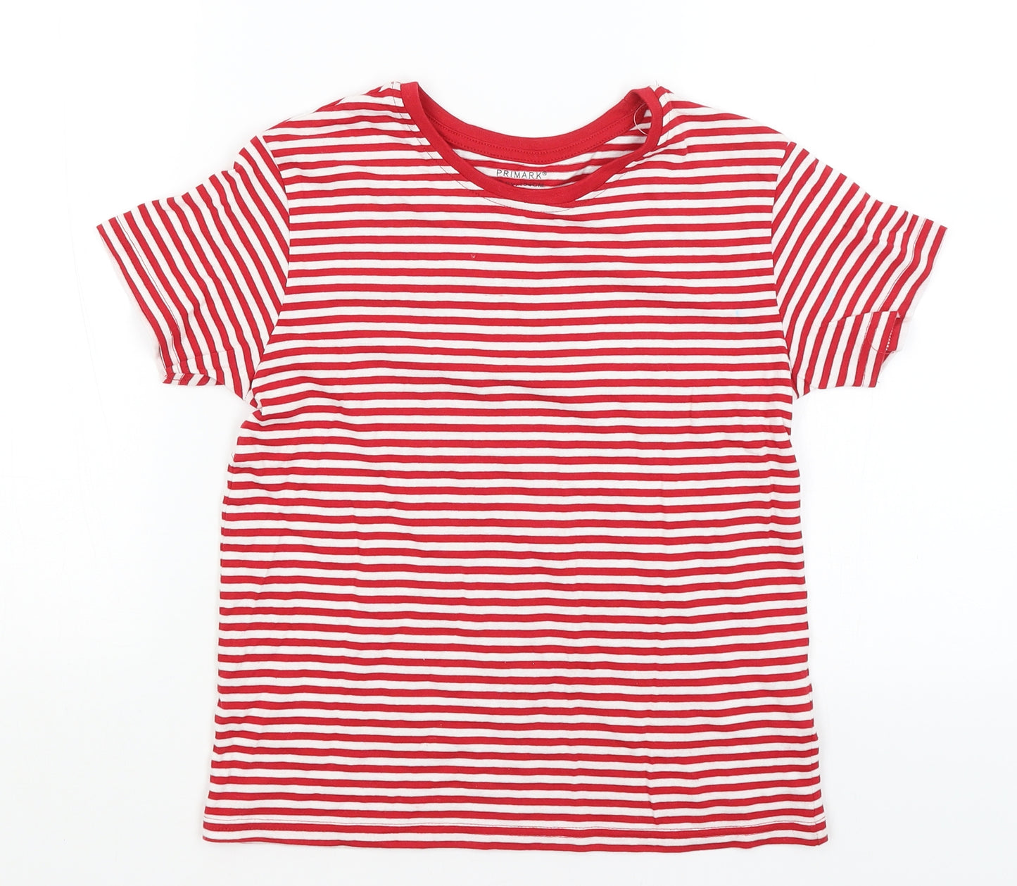 Primark Girls Red Striped  Basic T-Shirt Size 8-9 Years