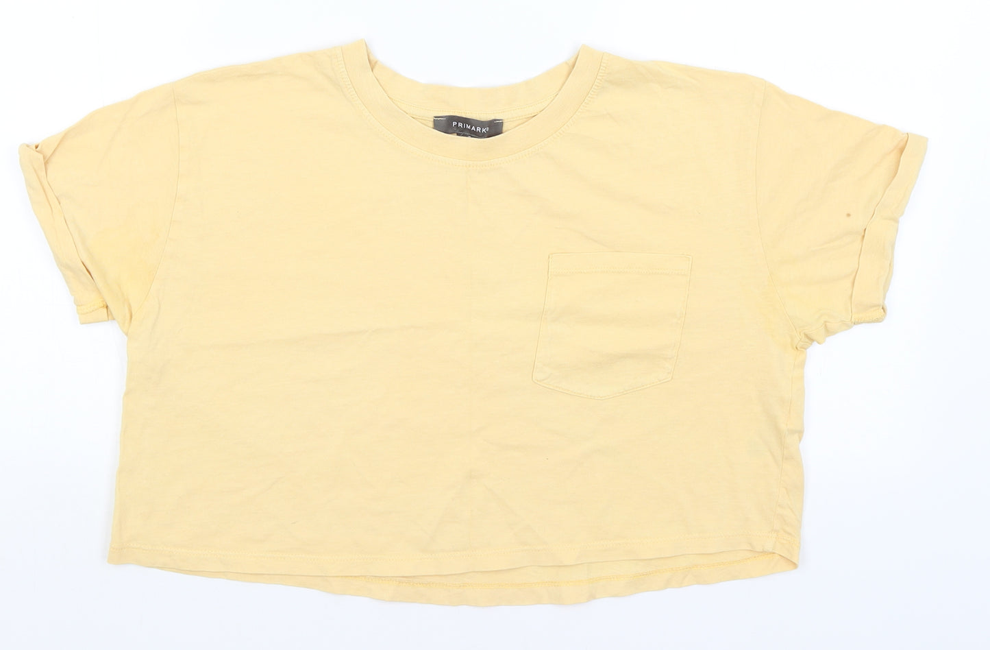 Primark Womens Yellow   Cropped T-Shirt Size S