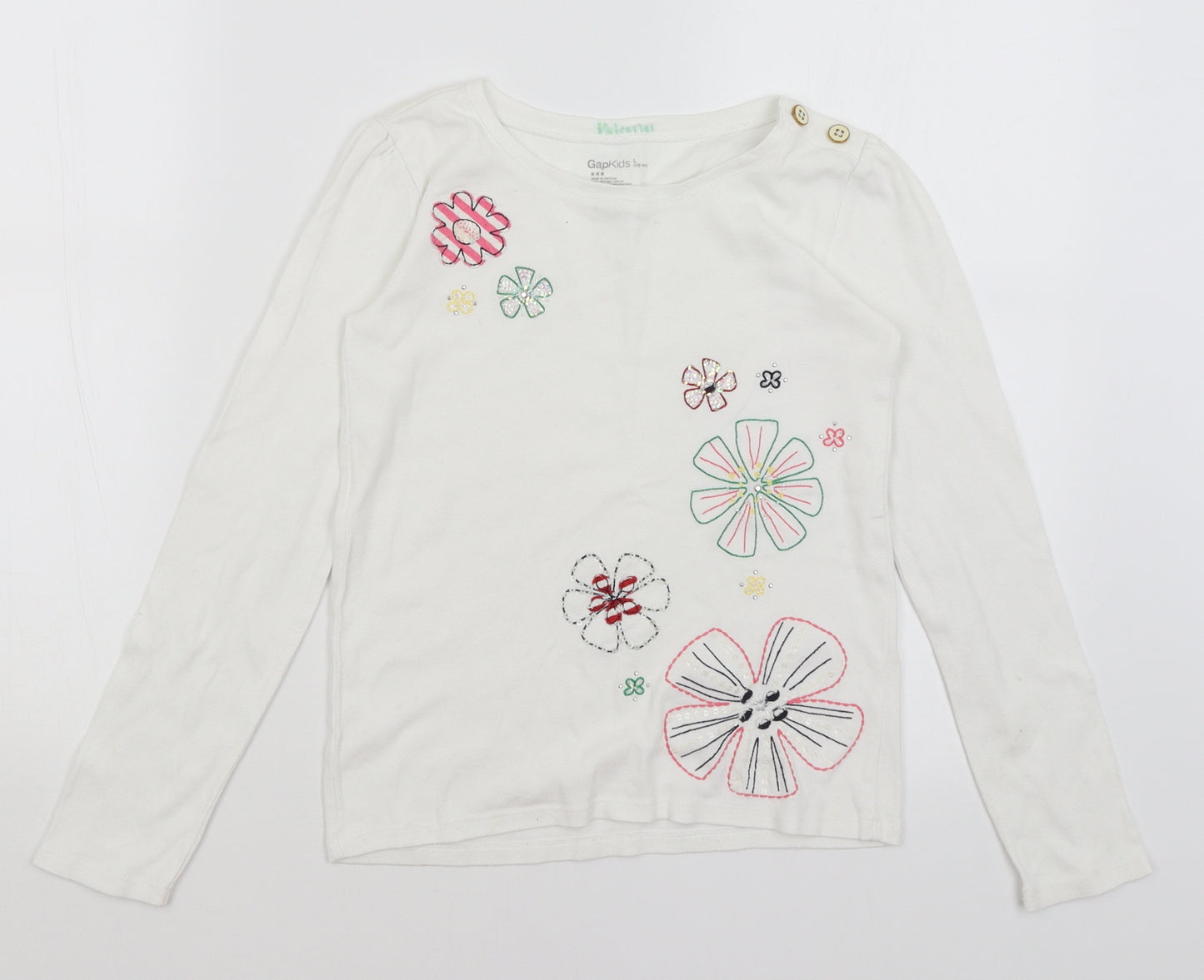 Gap Kids Girls White   Basic T-Shirt Size 10 Years