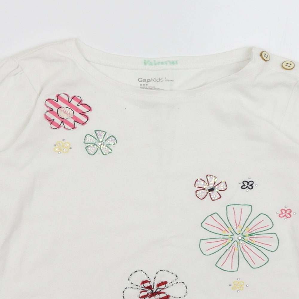 Gap Kids Girls White   Basic T-Shirt Size 10 Years