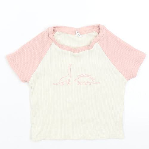SheIn Girls White   Cropped T-Shirt Size 14 Years  - Dinosaurs