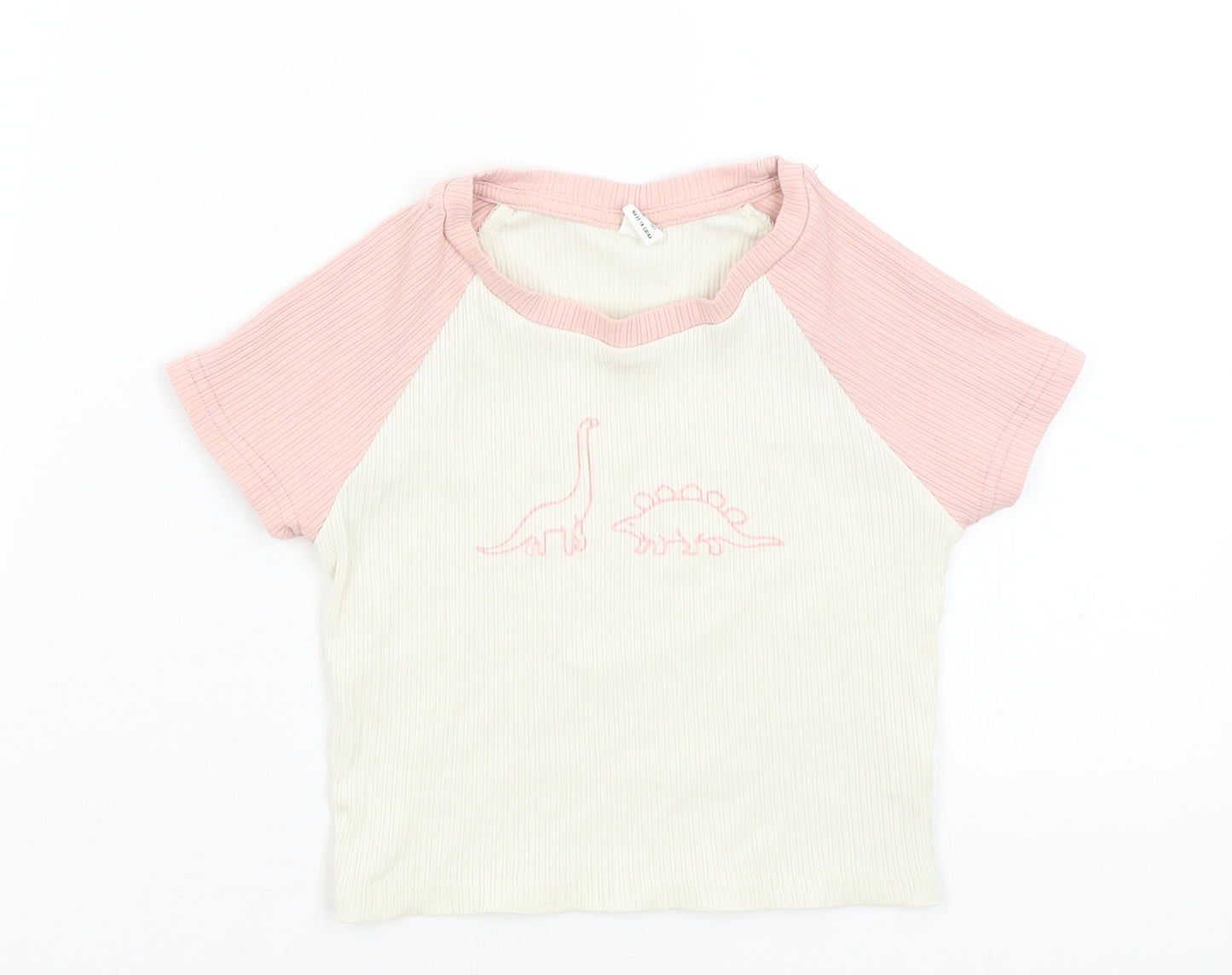SheIn Girls White   Cropped T-Shirt Size 14 Years  - Dinosaurs