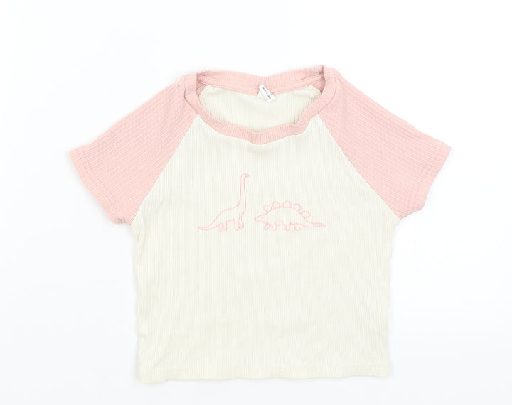 SheIn Girls White   Cropped T-Shirt Size 14 Years  - Dinosaurs