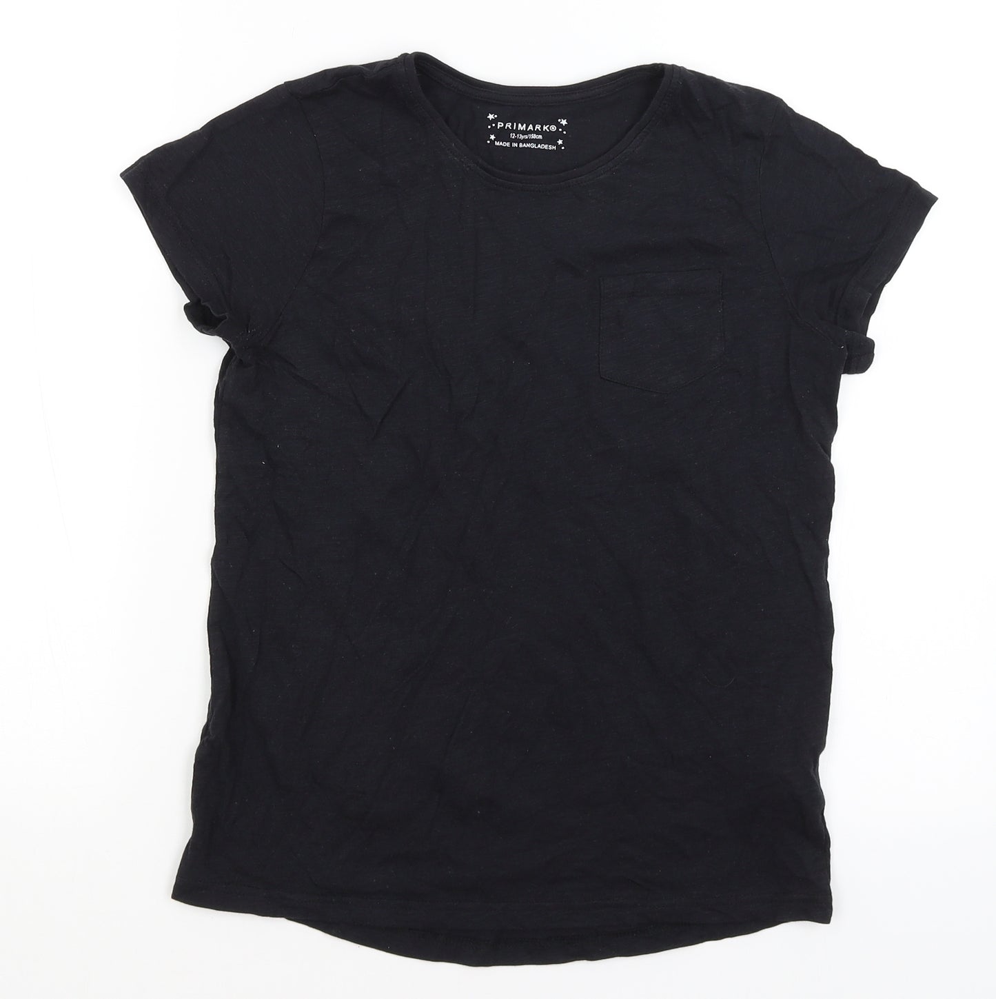 Primark Girls Black   Basic T-Shirt Size 12-13 Years