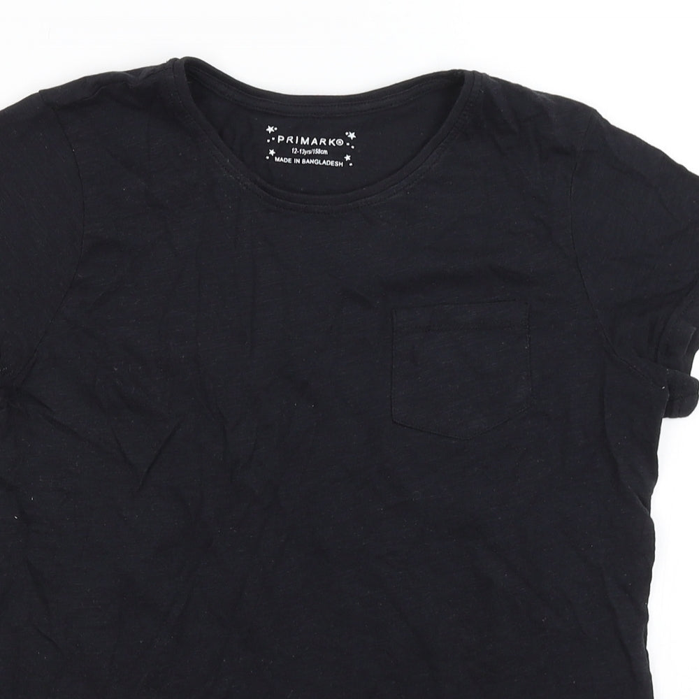 Primark Girls Black   Basic T-Shirt Size 12-13 Years