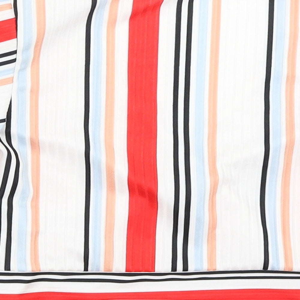 New Look Womens White Striped  Cropped T-Shirt Size 8