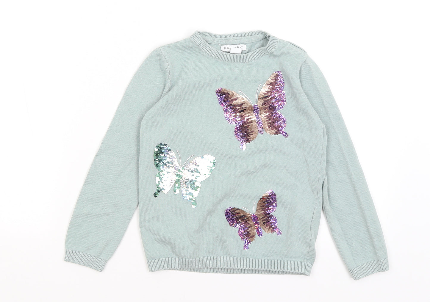 Primark Girls Green   Pullover Jumper Size 6-7 Years  - Butterflies