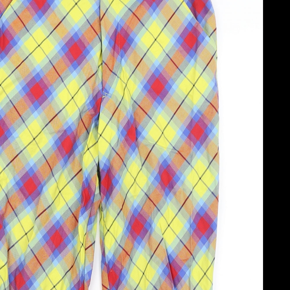 Royal & Awesome Mens Multicoloured Plaid  Cropped Trousers Size 32 in L20 in
