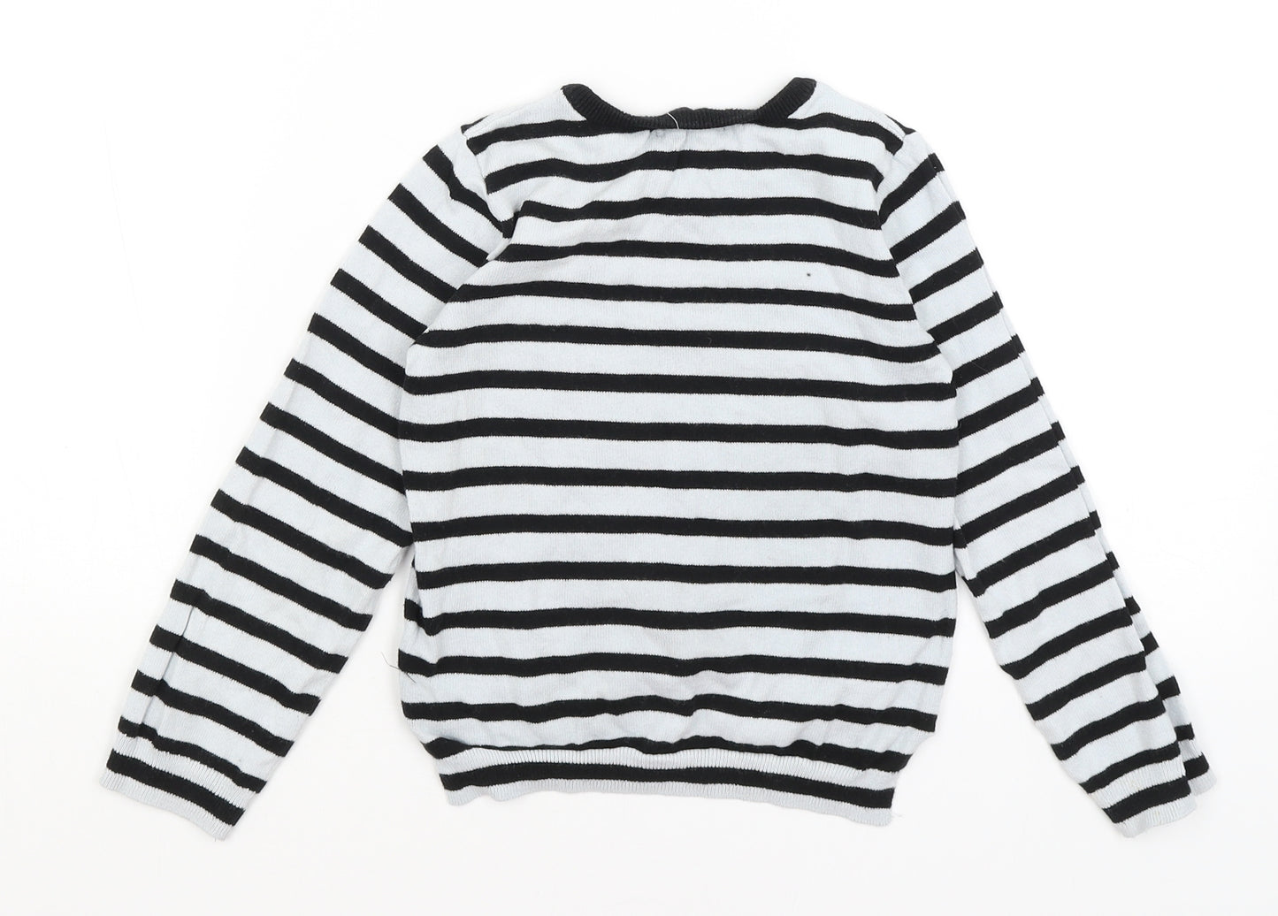 H&M Girls Grey Striped  Basic T-Shirt Size 5-6 Years  - Rabbit