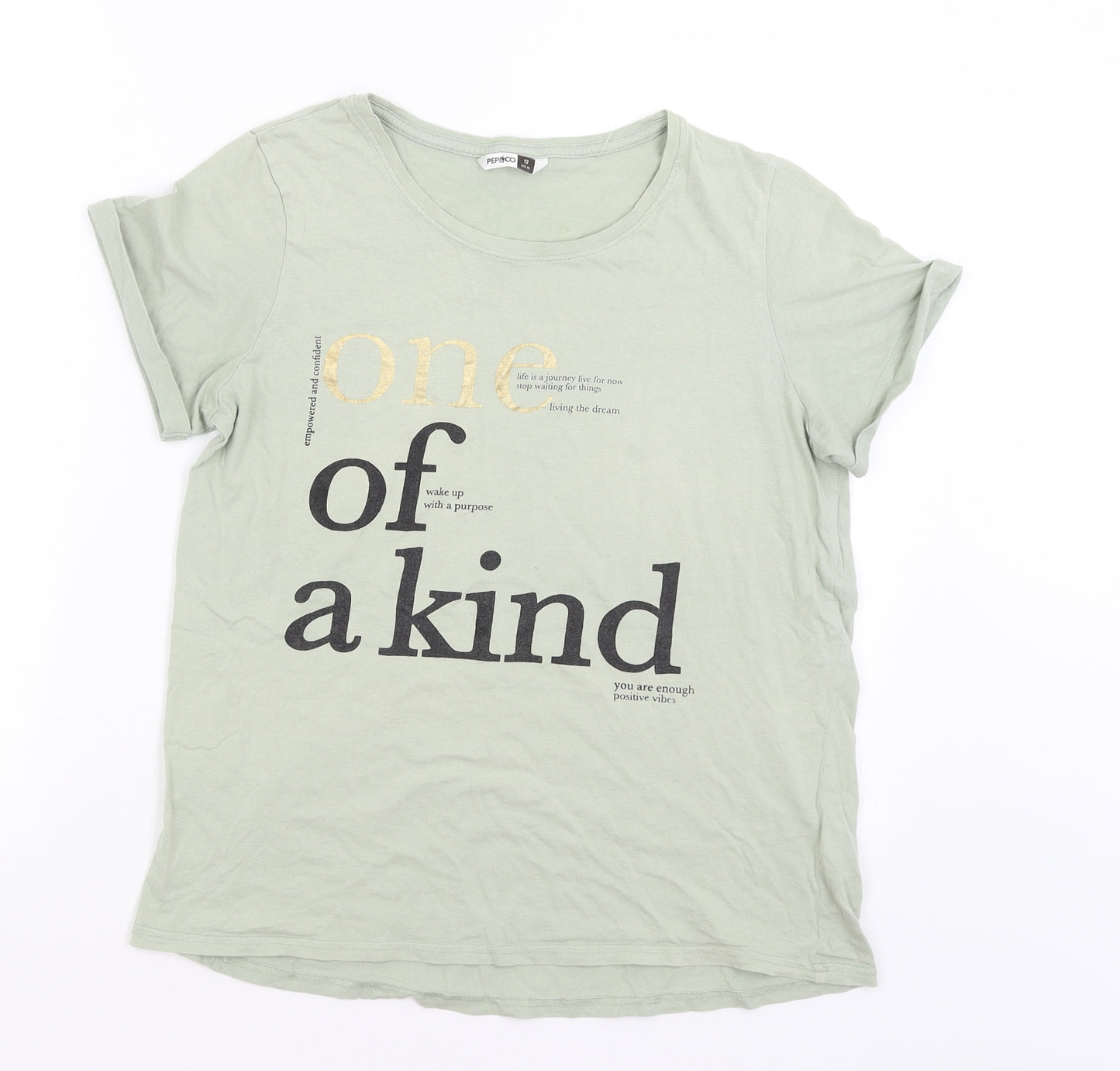 Pep & Co Womens Green   Basic T-Shirt Size 12  - One Of A Kind