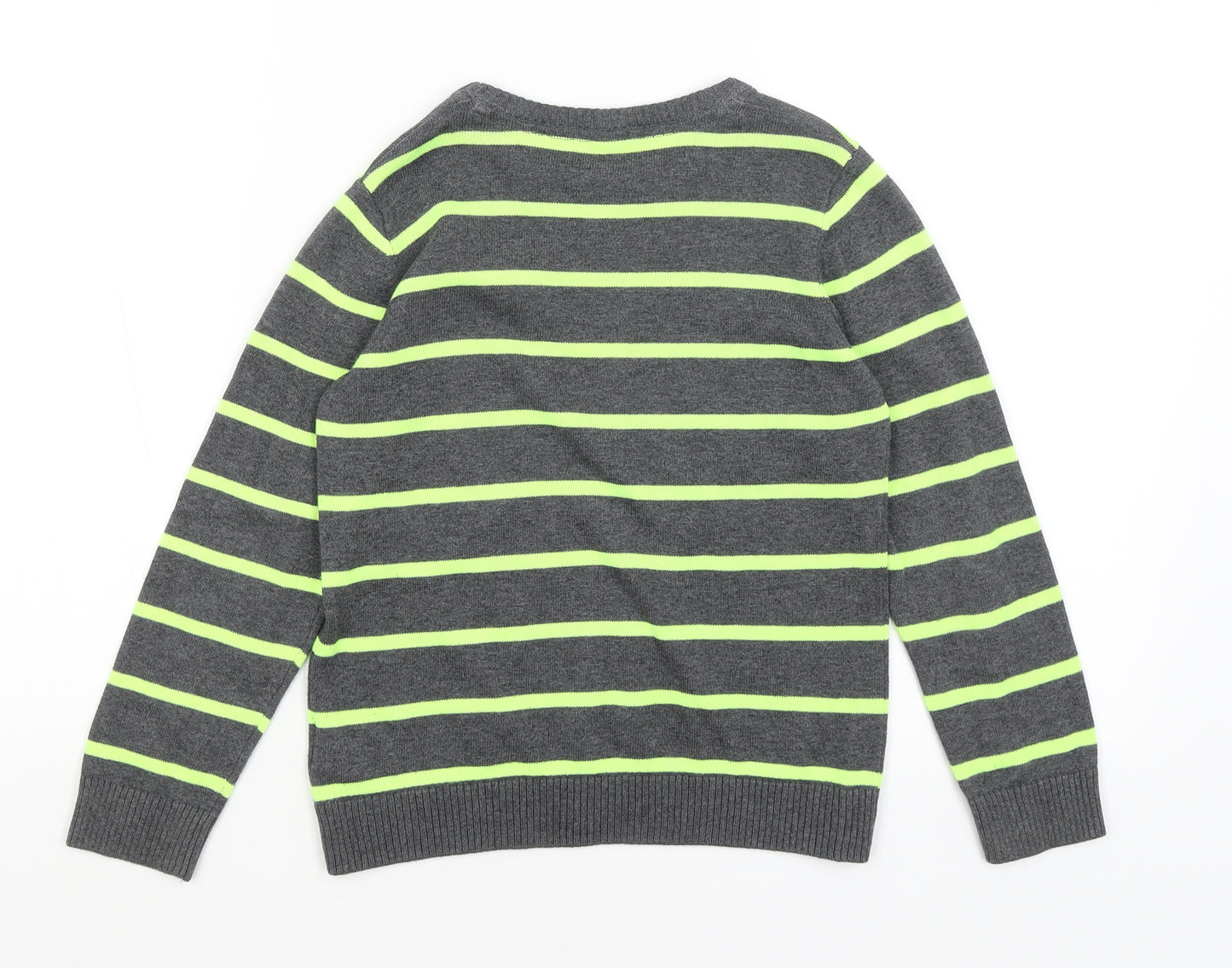M&S Boys Grey Striped  Pullover Jumper Size 6-7 Years