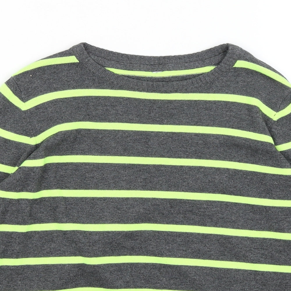 M&S Boys Grey Striped  Pullover Jumper Size 6-7 Years