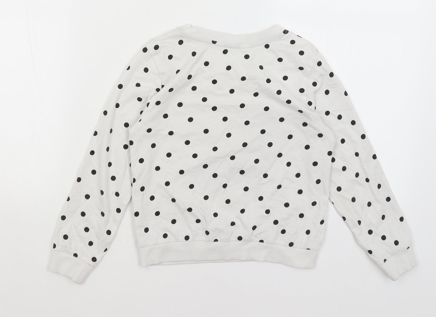 H&M Girls White Polka Dot  Pullover Jumper Size 5-6 Years  - Animals