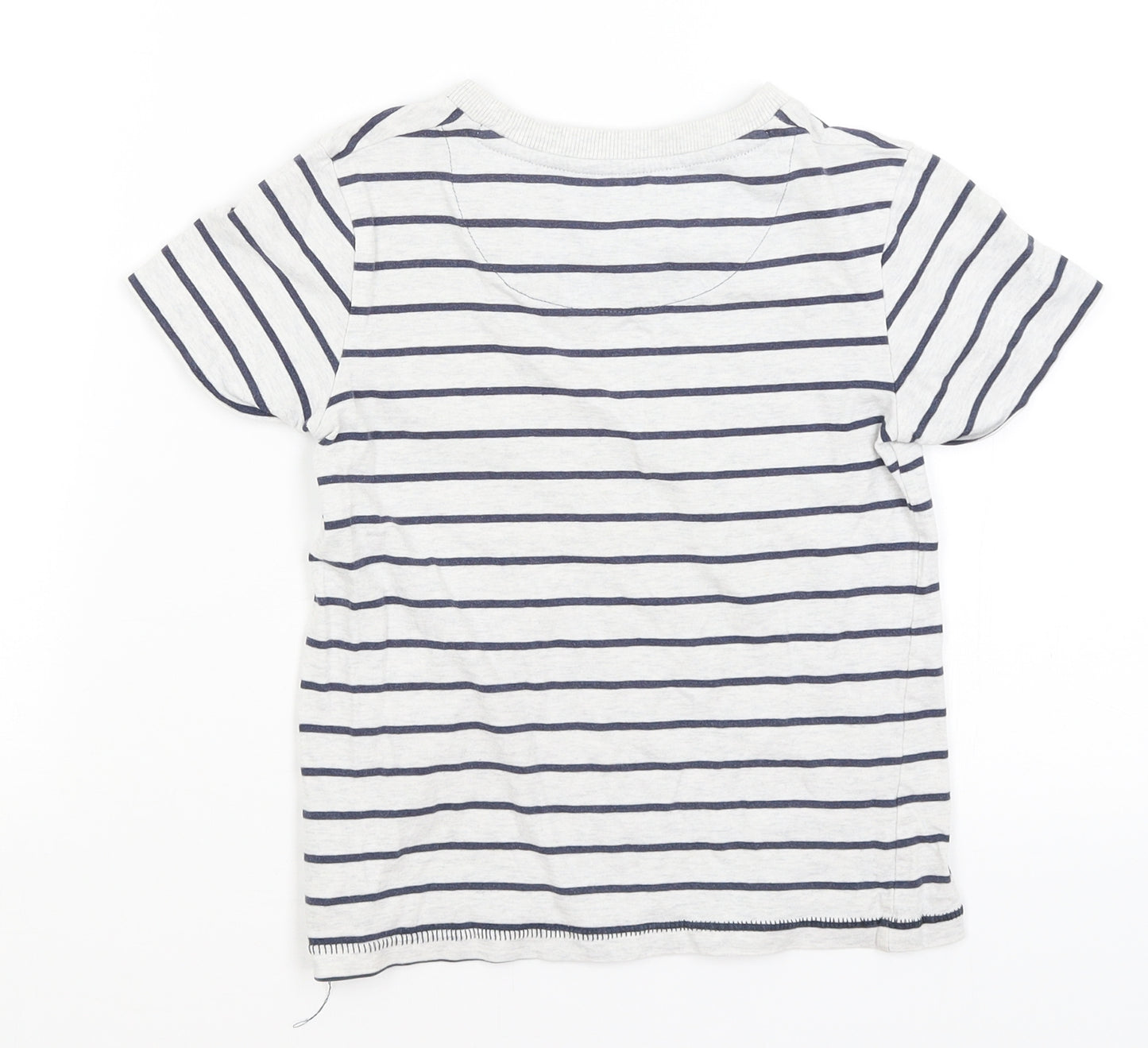 Mothercare Boys Grey Striped  Basic T-Shirt Size 6-7 Years  - Yacht Racing
