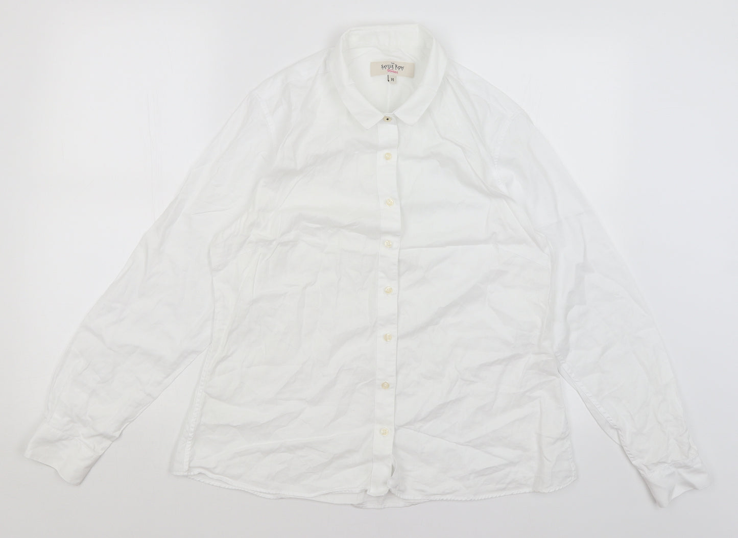The Saville Row Company Womens White   Basic Button-Up Size 14