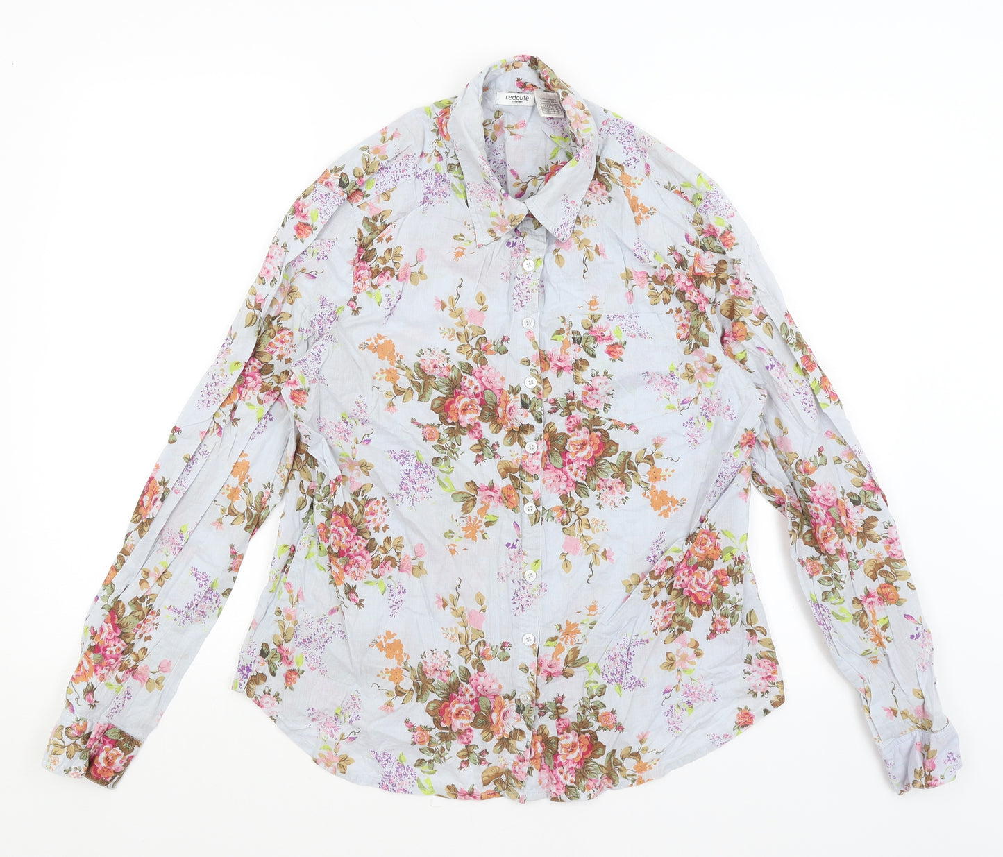 Laredoute Womens Blue Floral  Basic Button-Up Size 14