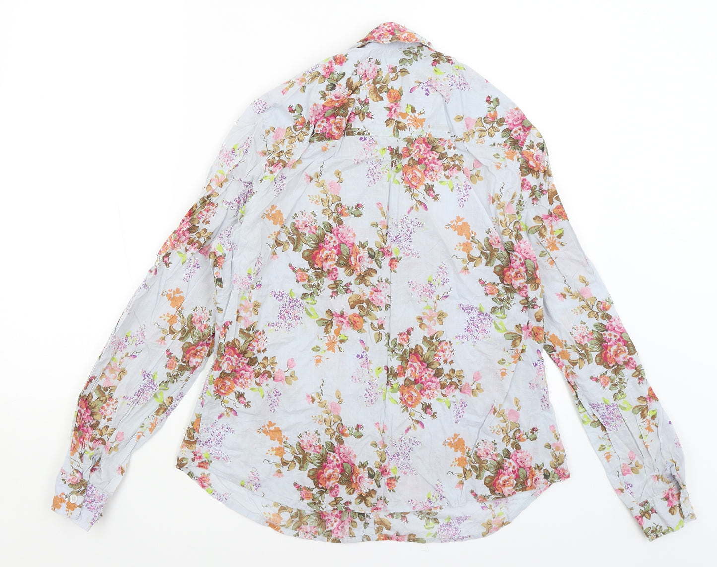 Laredoute Womens Blue Floral  Basic Button-Up Size 14