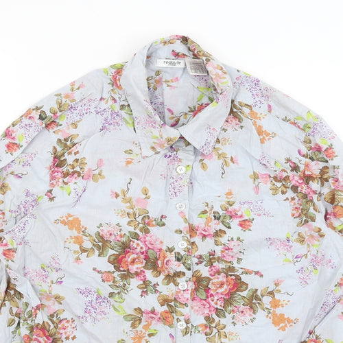 Laredoute Womens Blue Floral  Basic Button-Up Size 14