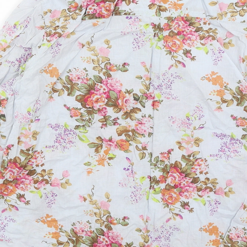 Laredoute Womens Blue Floral  Basic Button-Up Size 14