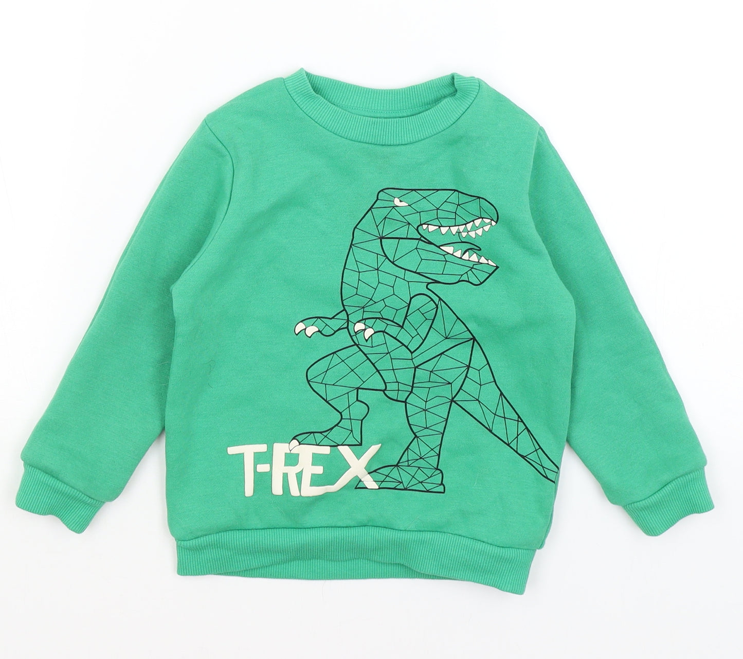 Primark Boys Green   Pullover Jumper Size 2-3 Years  - T-Rex