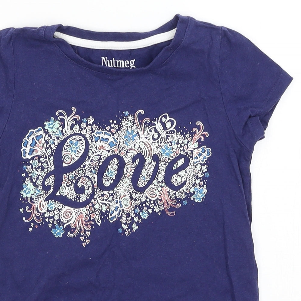Nutmeg Girls Blue   Basic T-Shirt Size 6-7 Years  - Love