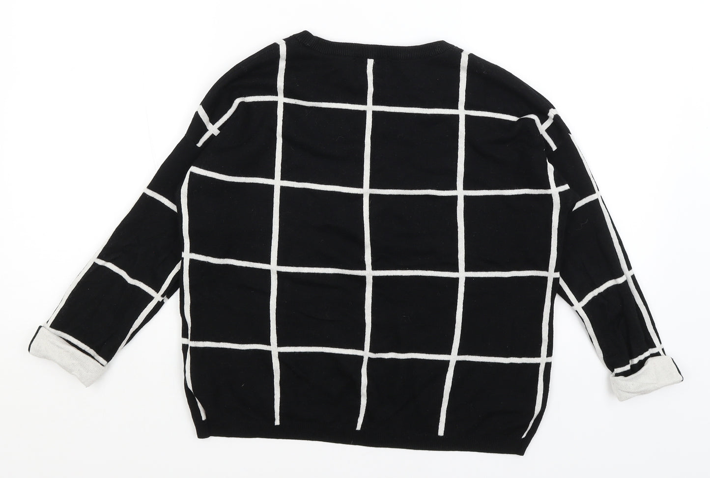New Look Womens Black Check  Pullover Jumper Size 10