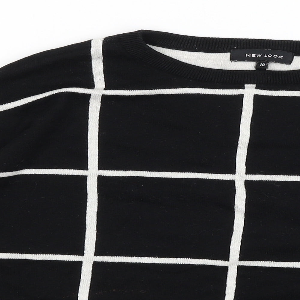New Look Womens Black Check  Pullover Jumper Size 10