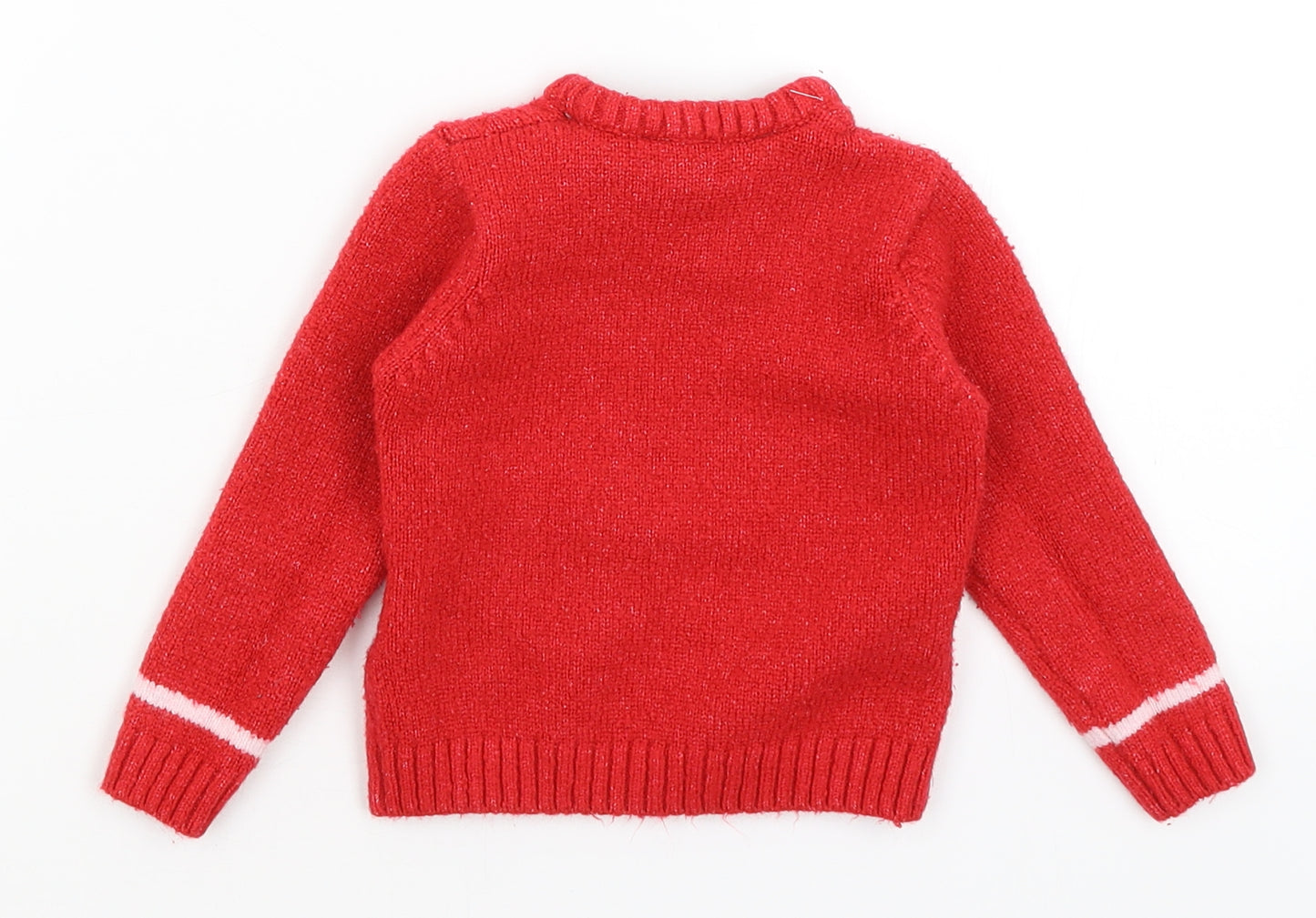 H&M Girls Red   Pullover Jumper Size 3-4 Years  - Cats