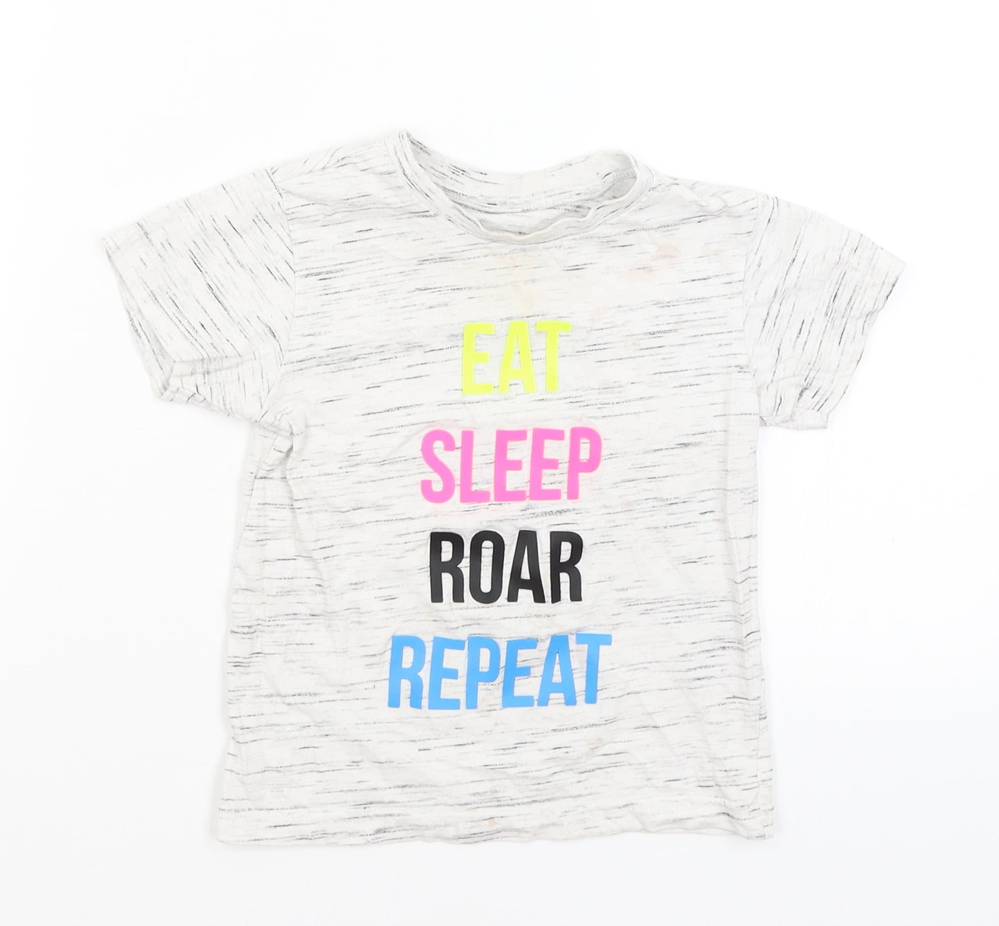Matalan Boys Grey   Basic T-Shirt Size 3-4 Years  - Eat Sleep Roar Repeat