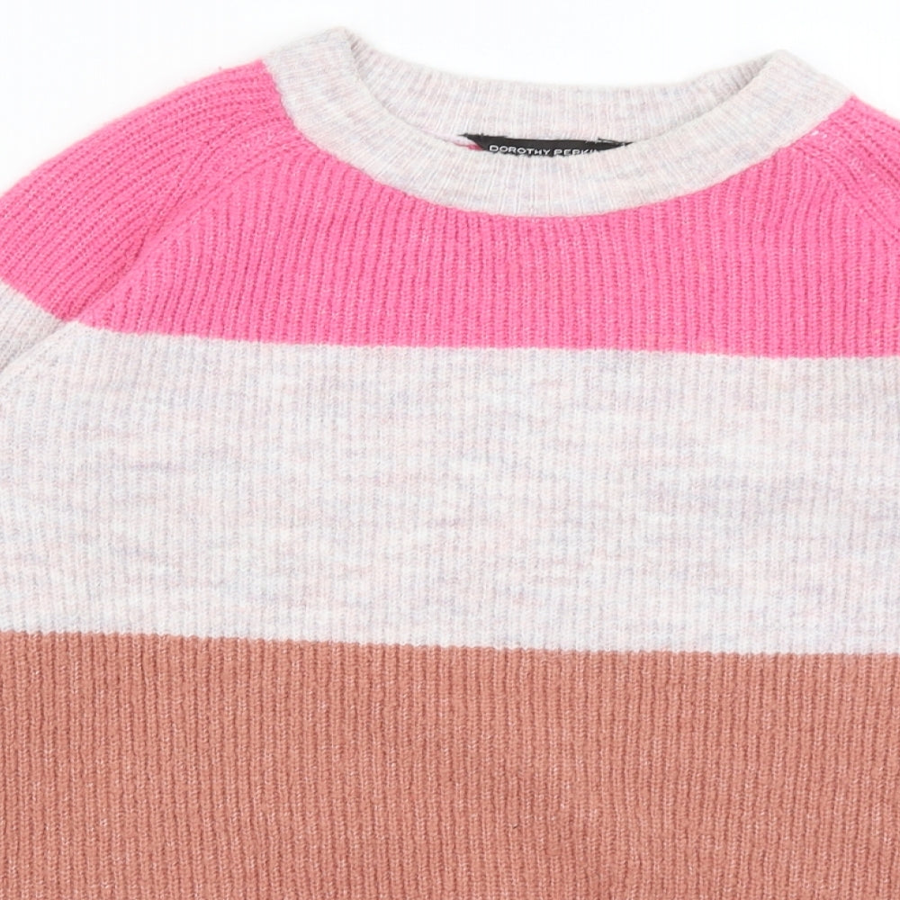 Dorothy Perkins Womens Pink Striped  Pullover Jumper Size 12