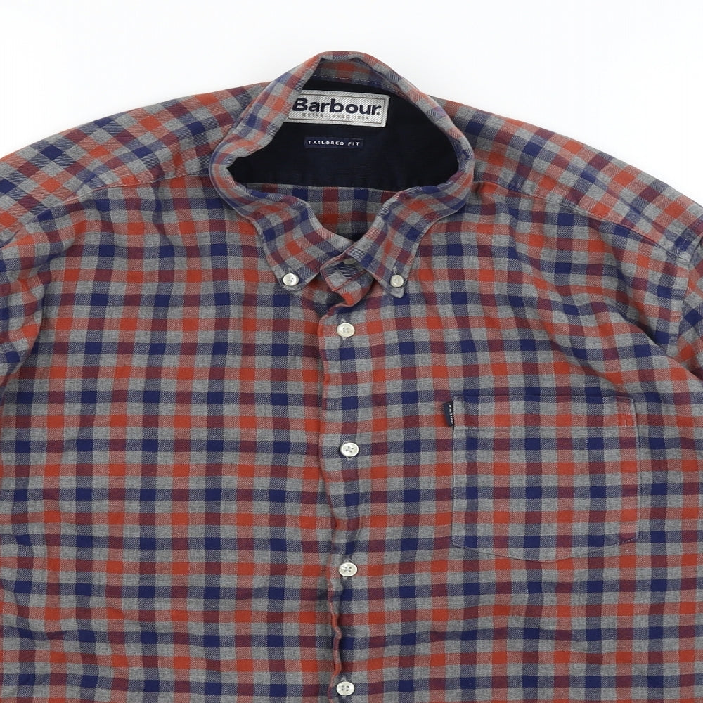 Barbour Mens Grey Check   Button-Up Size XL