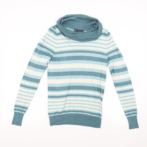 M&S Womens Green Striped Knit Pullover Jumper Size 10