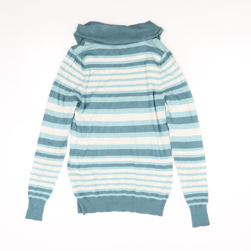 M&S Womens Green Striped Knit Pullover Jumper Size 10
